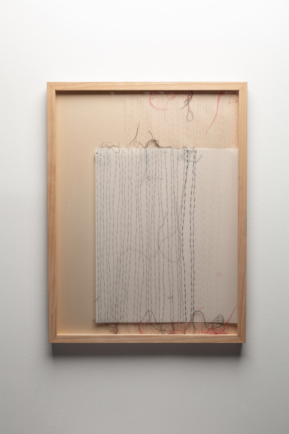 Sara Al Haddad, us, 2018, hand stitches on paper and polyester film paper, set of 4: 63.7x48.5cm (each)